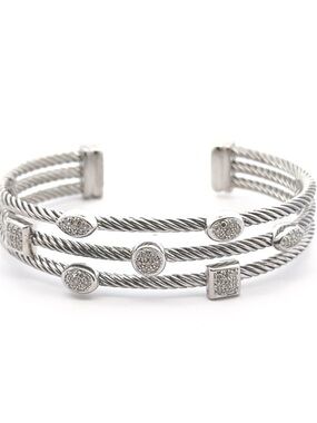 David Yurman Three Row Confetti Bracelet with Pavé White Diamonds